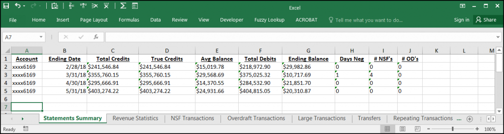 PDF Insights scorecard spreadsheet