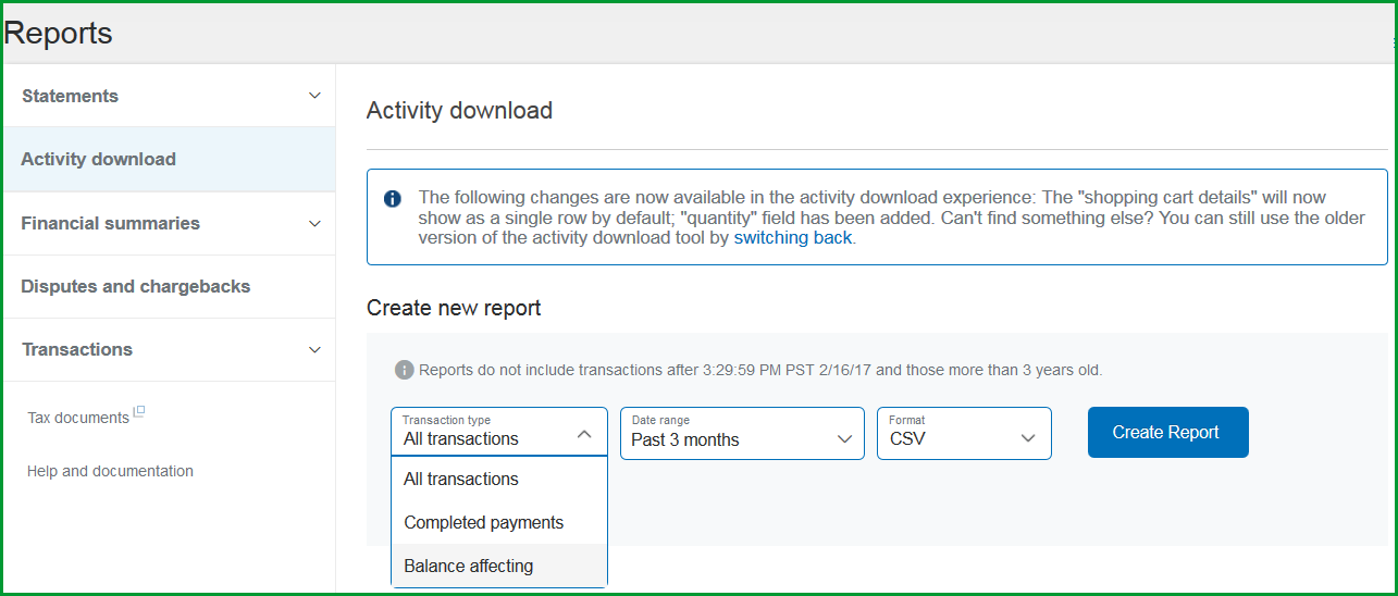 Download Payment CSV File